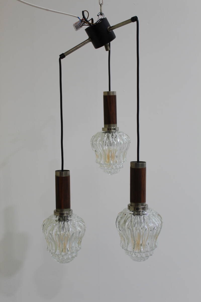 Vintage cascade lamp - transparant, hout, jaren '70 | 00942