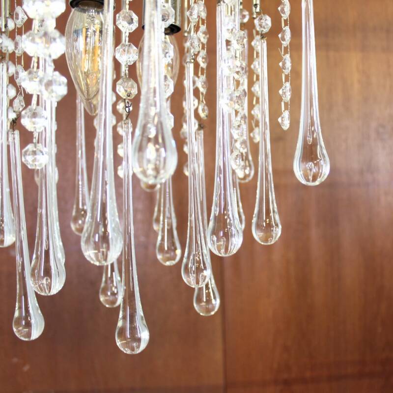 Vintage Murano teardrop lamp - zilver/transparant