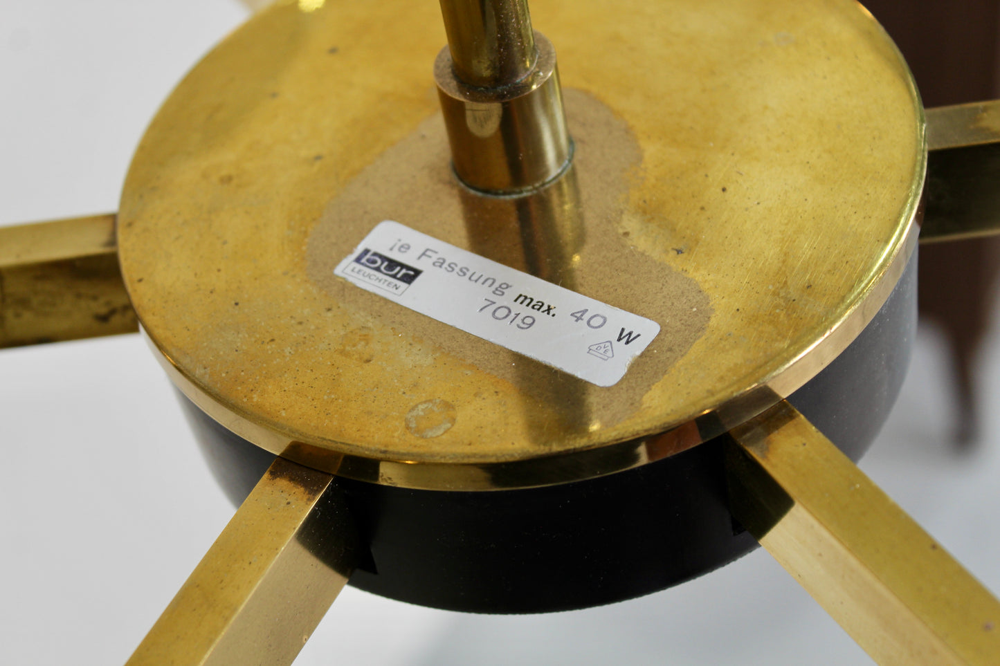 Vintage Kronleuchter, Messing Rauchglas - 70er