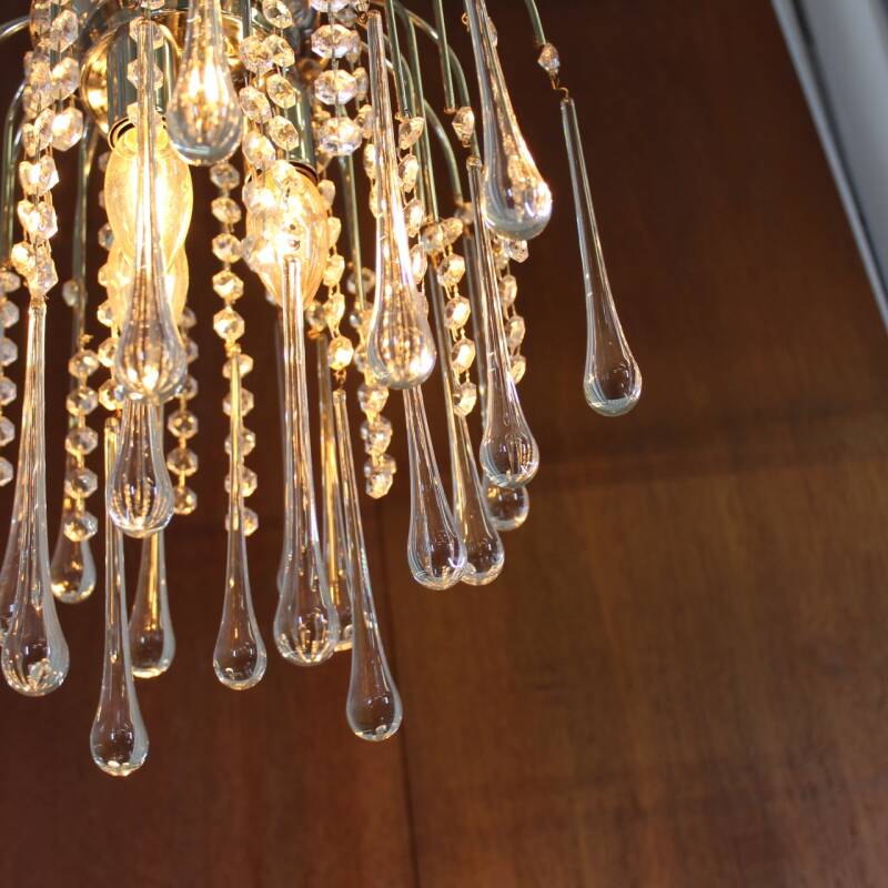 Vintage Murano teardrop lamp - zilver/transparant