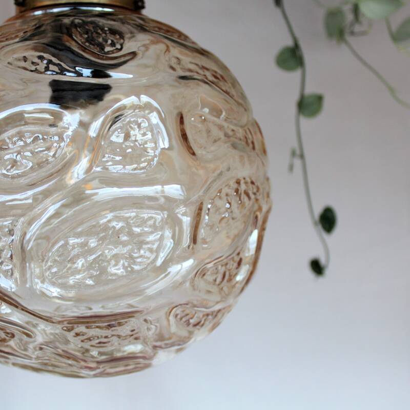 Vintage bollamp - amberkleurig, jaren '70 | 00818