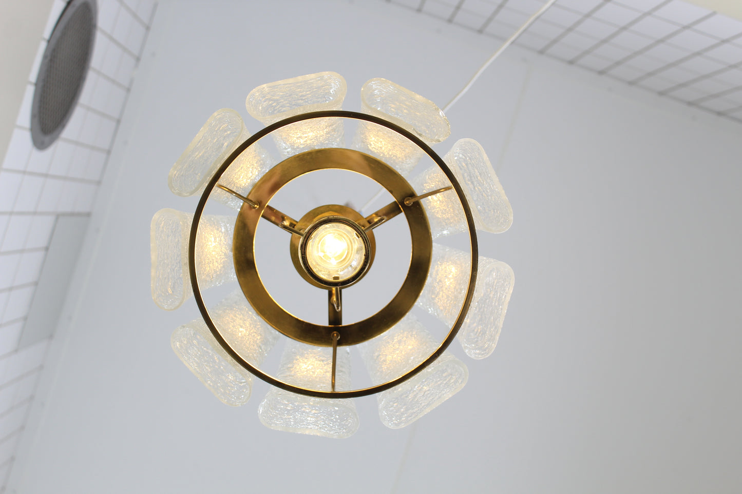 Vintage hanglamp Doria - jaren '70, iceglass