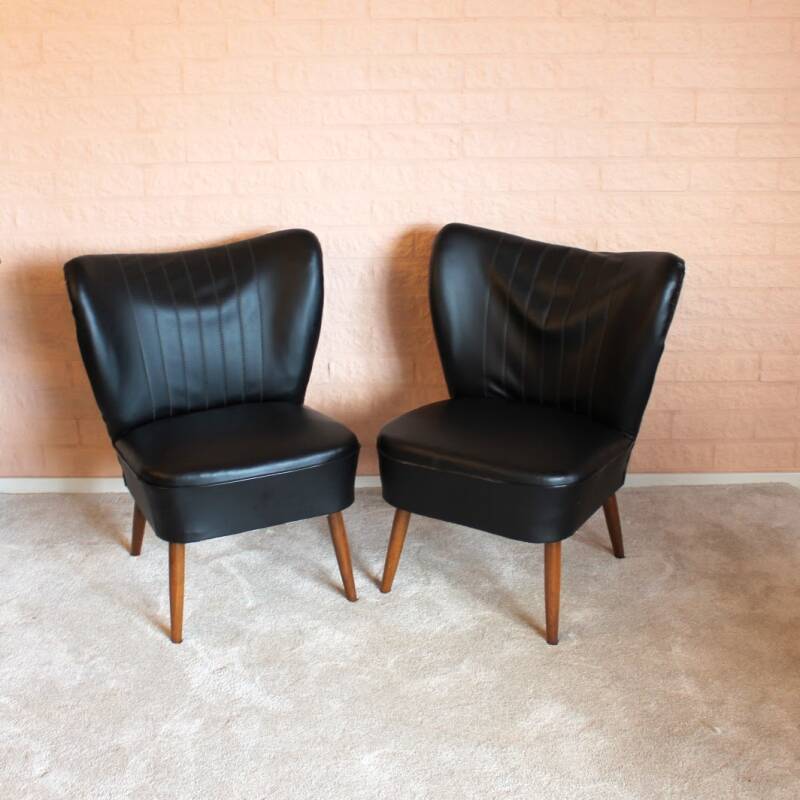 Schwarzer Vintage Cocktailsessel/Clubsessel — 1 Stuhl