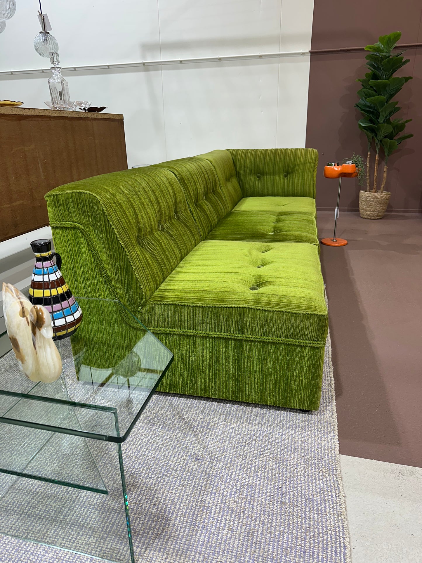 Vintage modulaire bank, hoekbank - groen, jaren '70