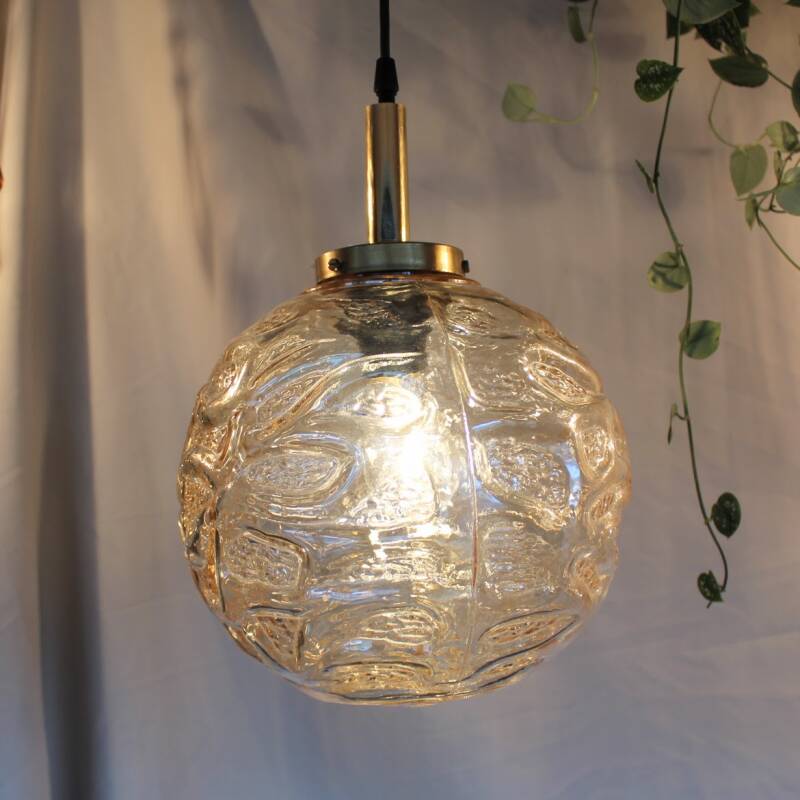 Vintage bollamp - amberkleurig, jaren '70 | 00818