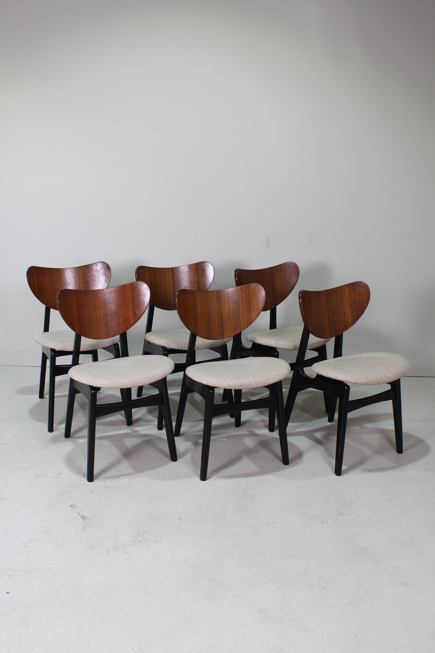 6x Vintage eetkamerstoelen G-plan, beige, jaren '60