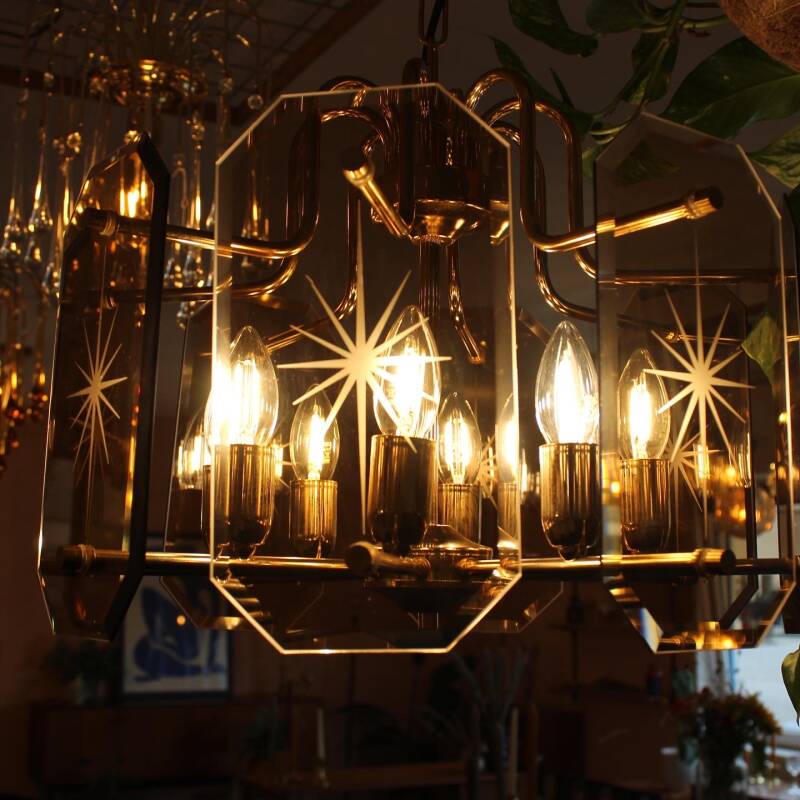 Vintage pendant lamp smoked glass