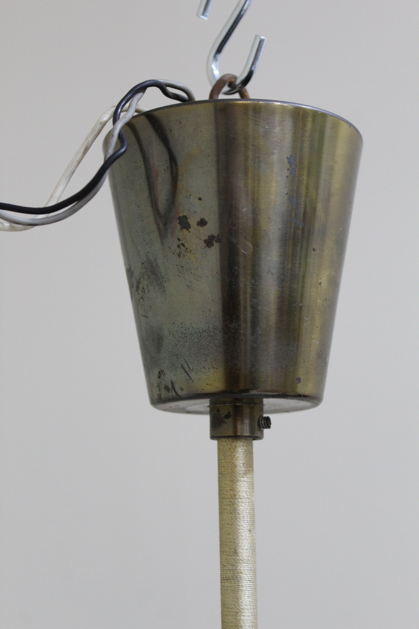 Vintage plafondlamp, kroonluchter - jaren '60, messing, glas