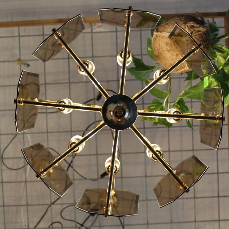 Vintage pendant lamp smoked glass