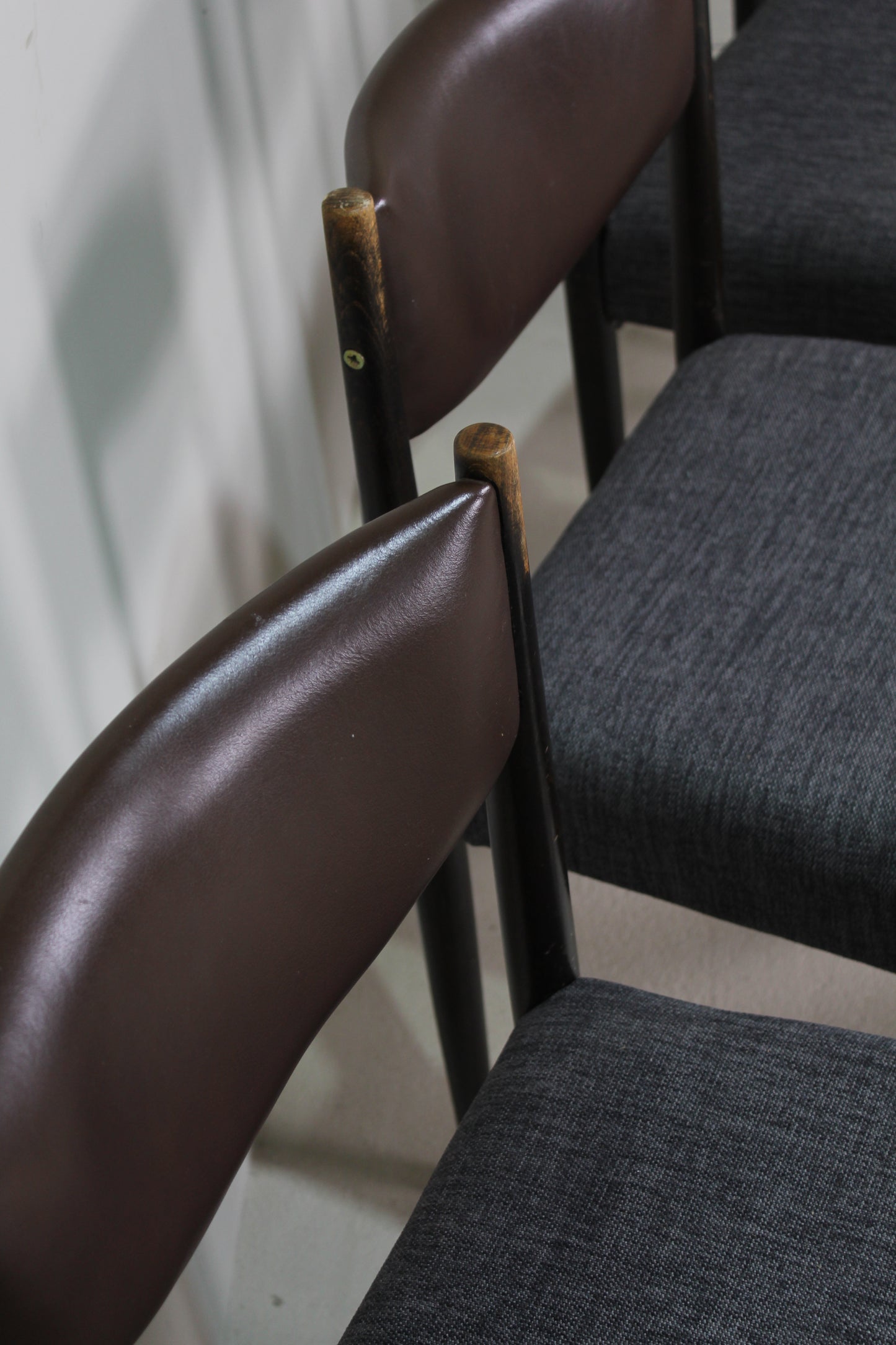 4x Vintage eetkamerstoelen - jaren '60, bruin, grijs