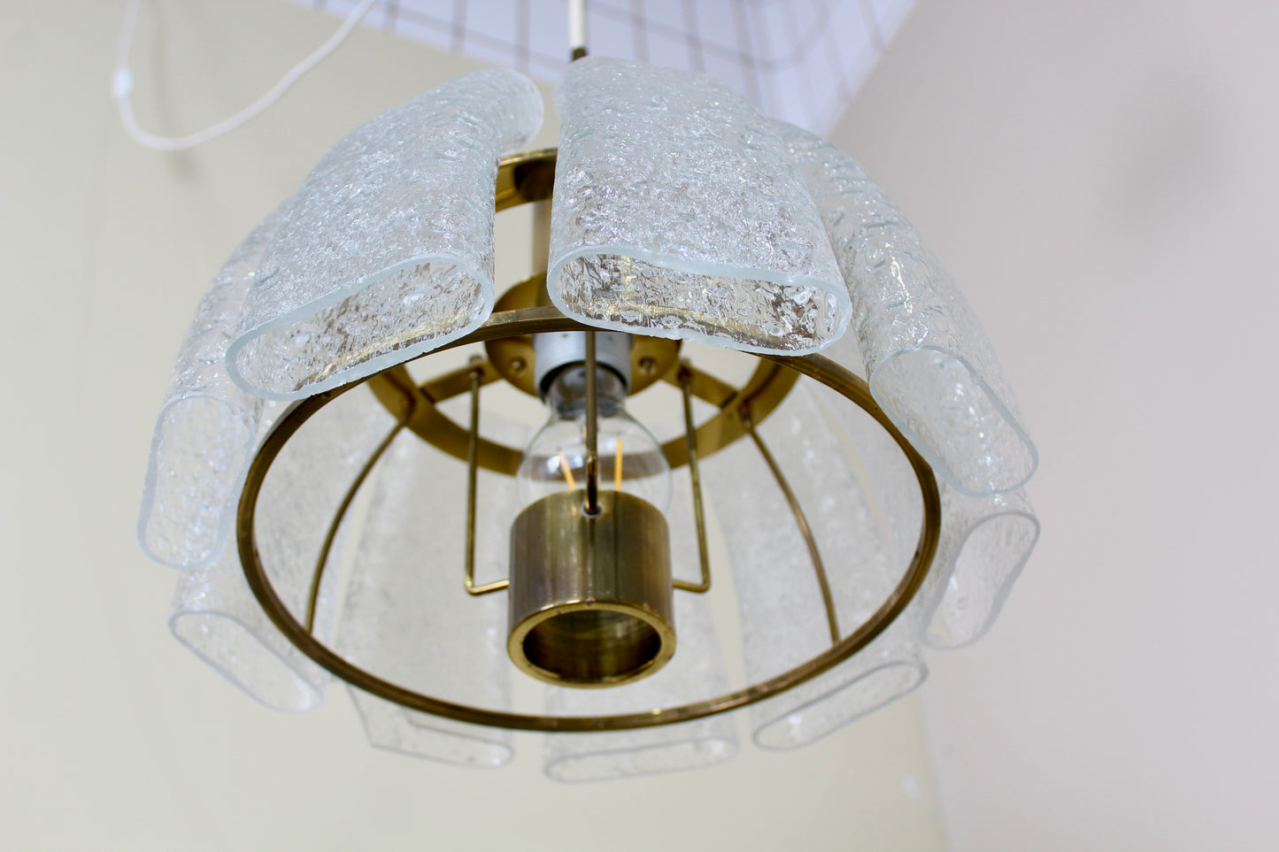 Vintage hanglamp Doria - jaren '70, iceglass