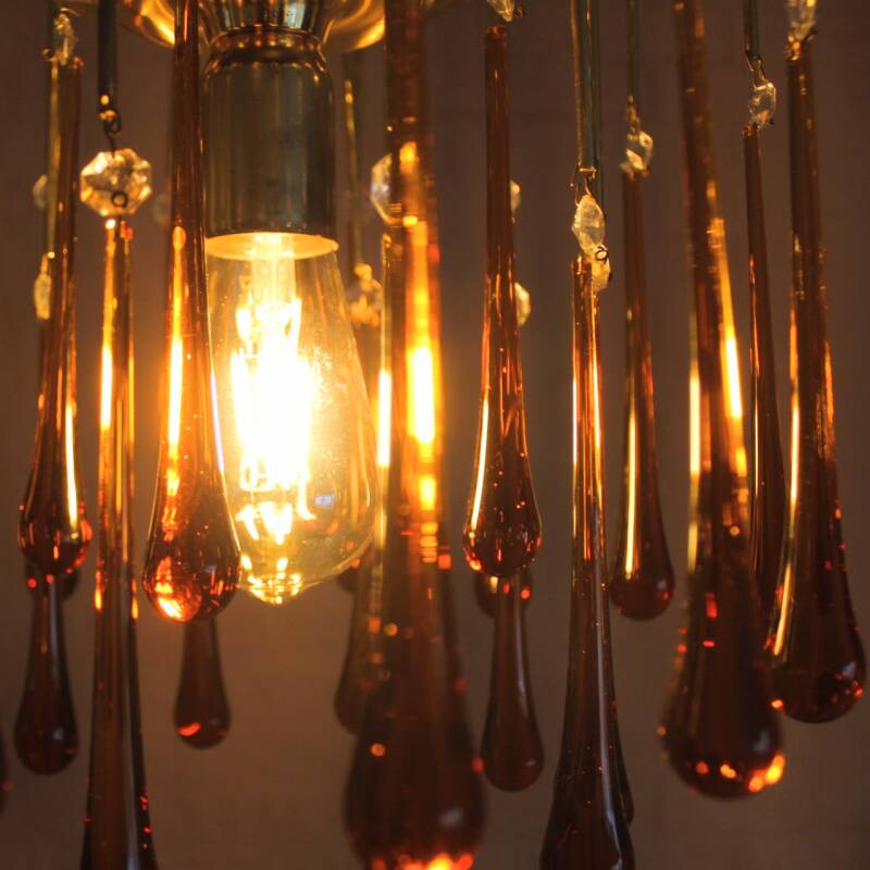 Vintage Murano teardrop lamp - amber