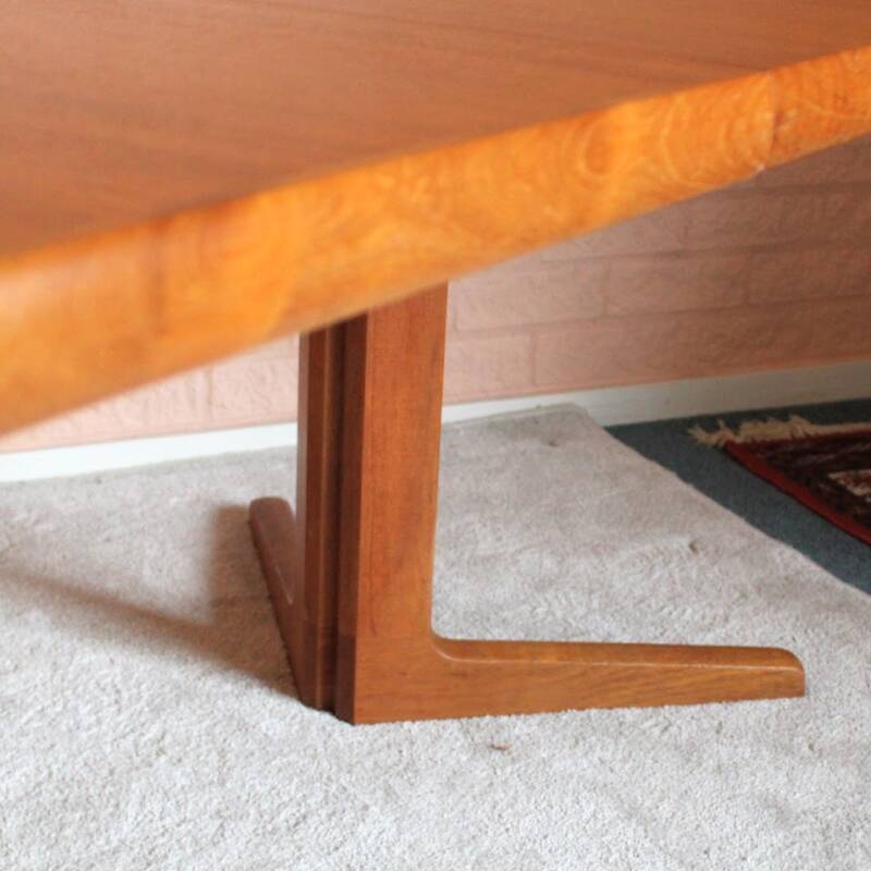 Vintage uitgeschuifbare ronde eettafel, Deens design