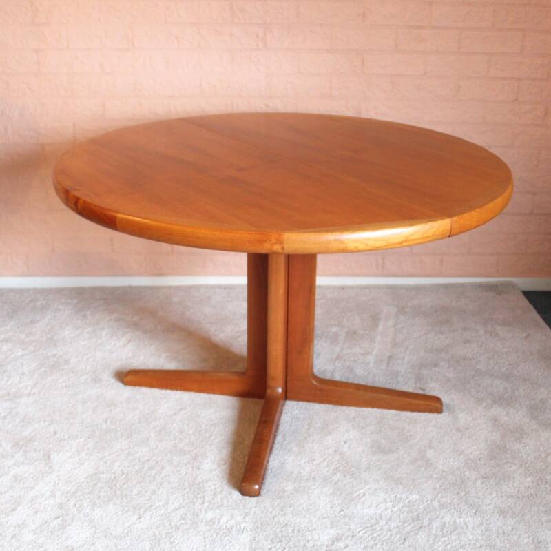 Vintage uitgeschuifbare ronde eettafel, Deens design