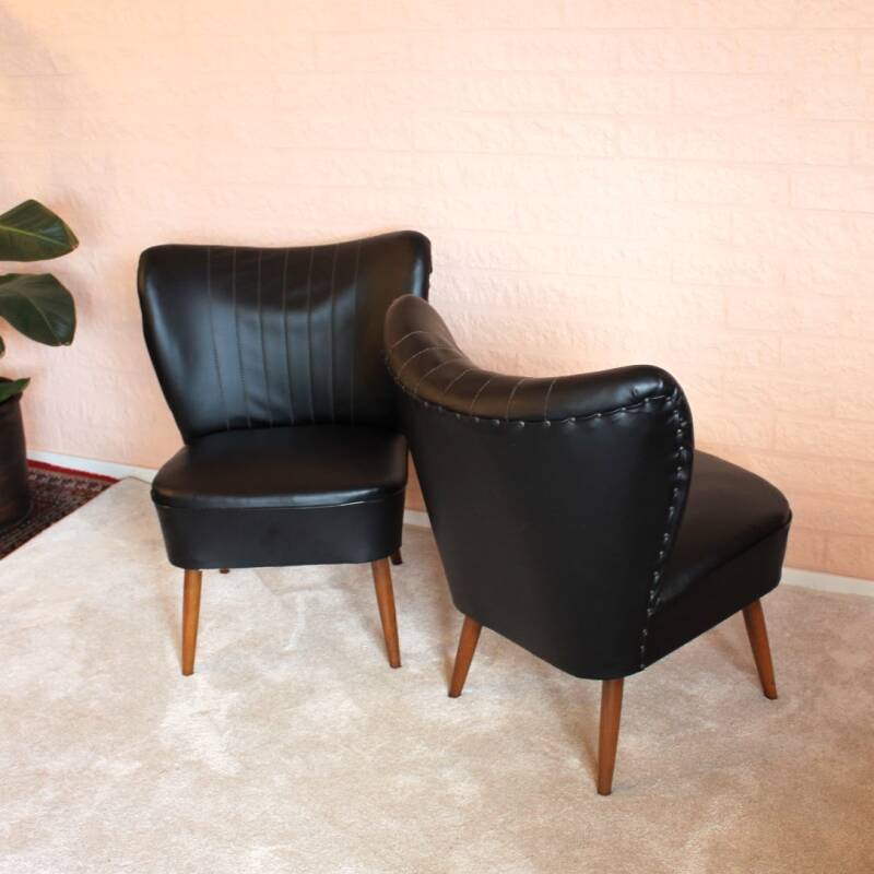 Schwarzer Vintage Cocktailsessel/Clubsessel — 1 Stuhl