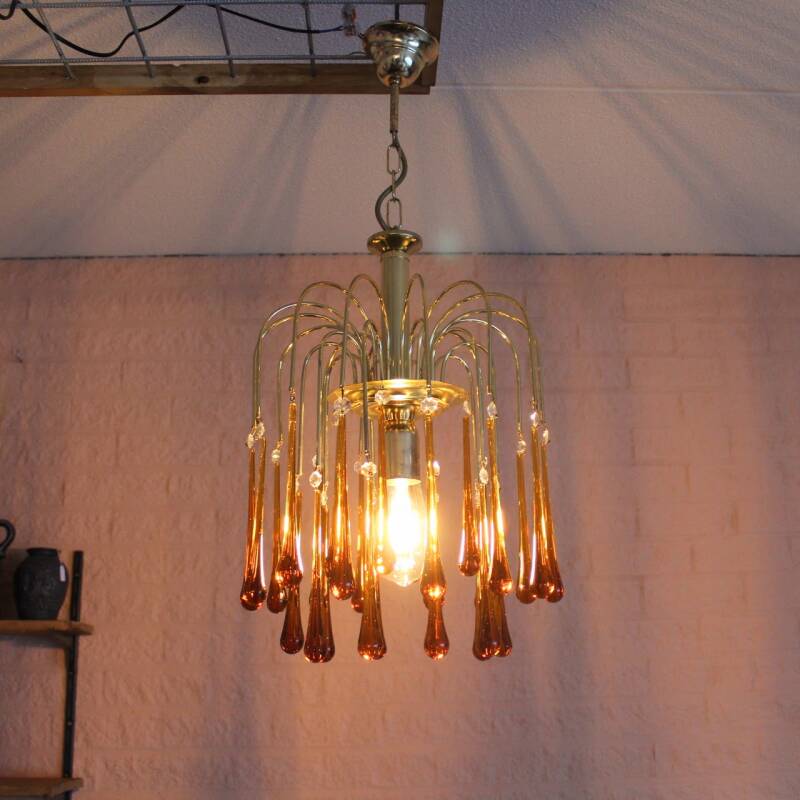 Vintage Murano teardrop lamp - amber