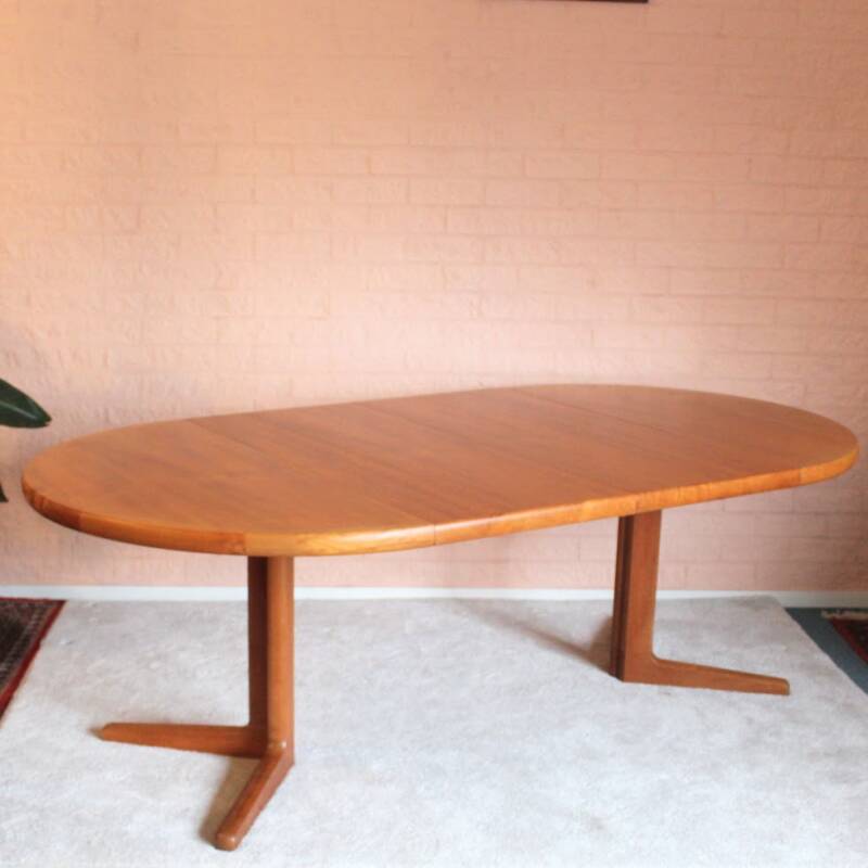 Vintage uitgeschuifbare ronde eettafel, Deens design