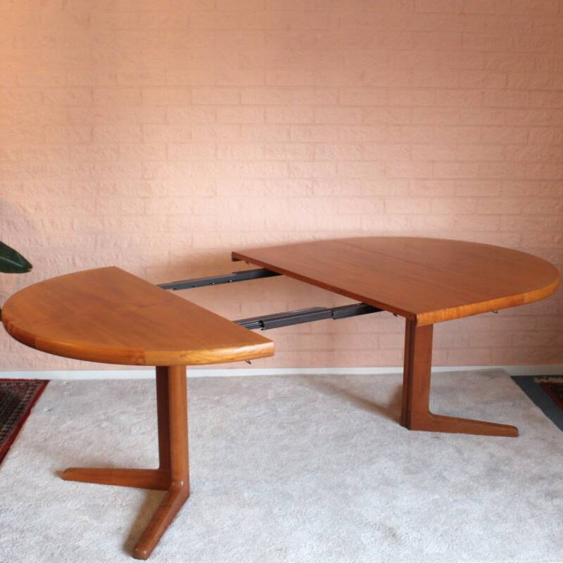 Vintage uitgeschuifbare ronde eettafel, Deens design