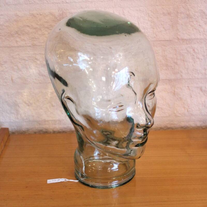 Vintage Glass Head/Headphone Holder - Transparent/Light Green
