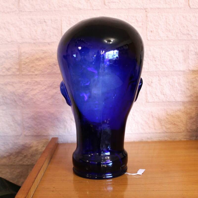 Vintage glazen hoofd, hoedenhouder/koptelefoonhouder