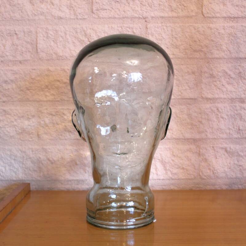 Vintage Glass Head/Headphone Holder - Transparent/Light Green