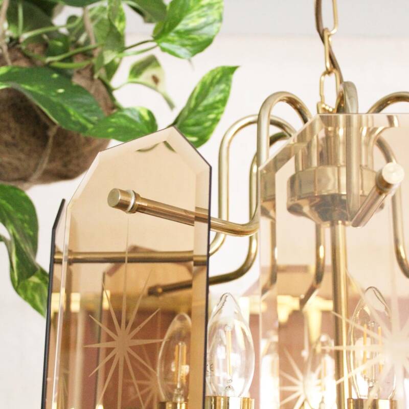 Vintage pendant lamp smoked glass