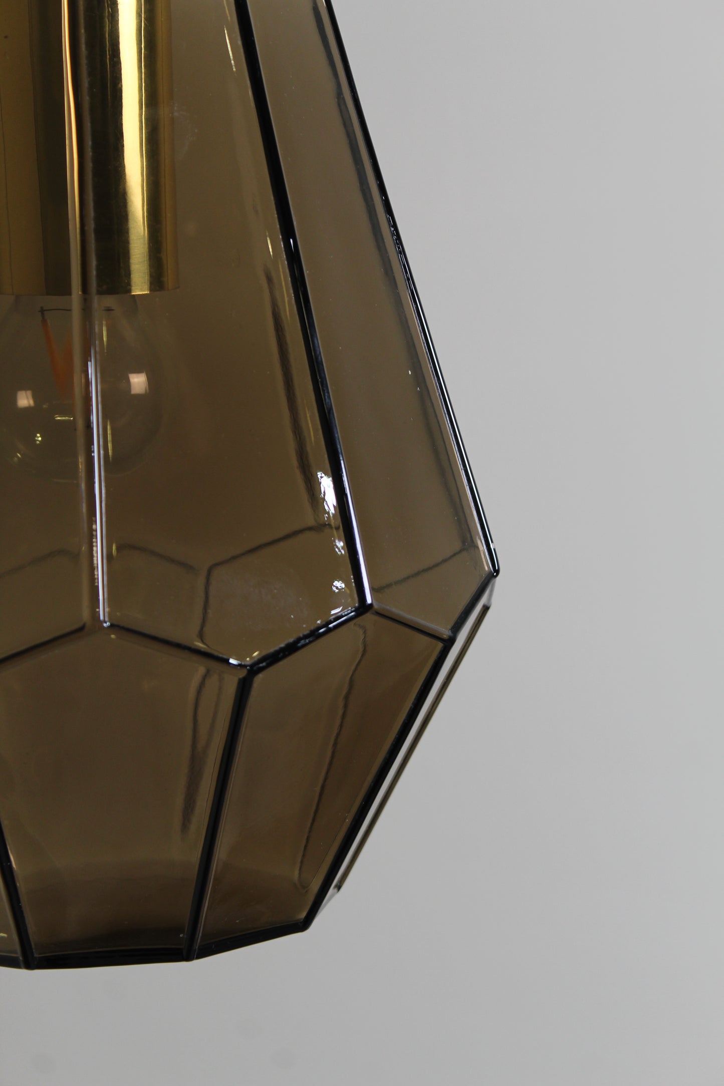 Vintage rookglas hanglamp, plafondlamp Glashutte Limburg