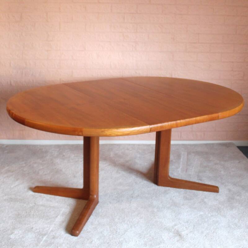 Vintage uitgeschuifbare ronde eettafel, Deens design