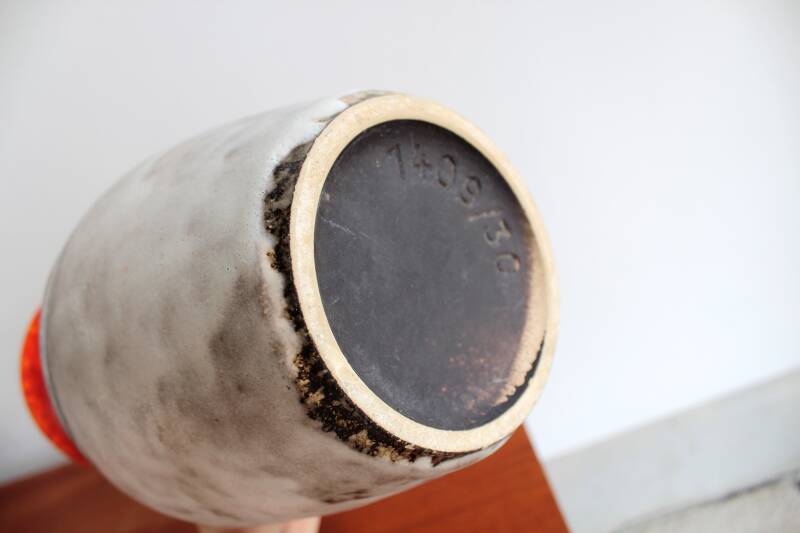 West Germany vase L - orange/grey