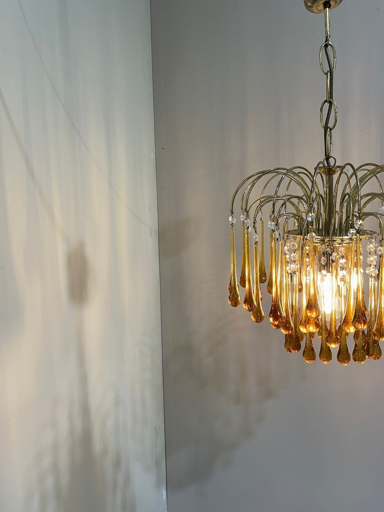 Vintage Murano teardrop hanglamp - amber