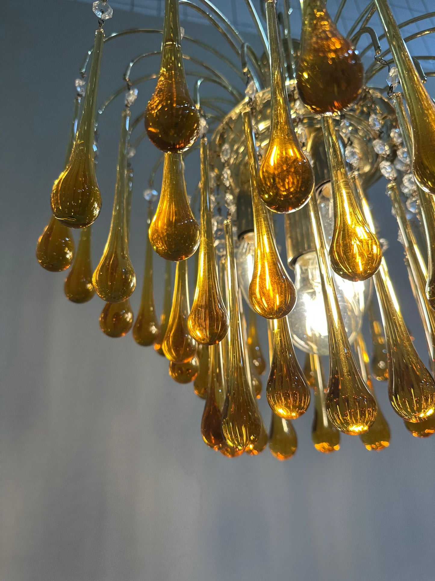 Vintage Murano teardrop hanglamp - amber