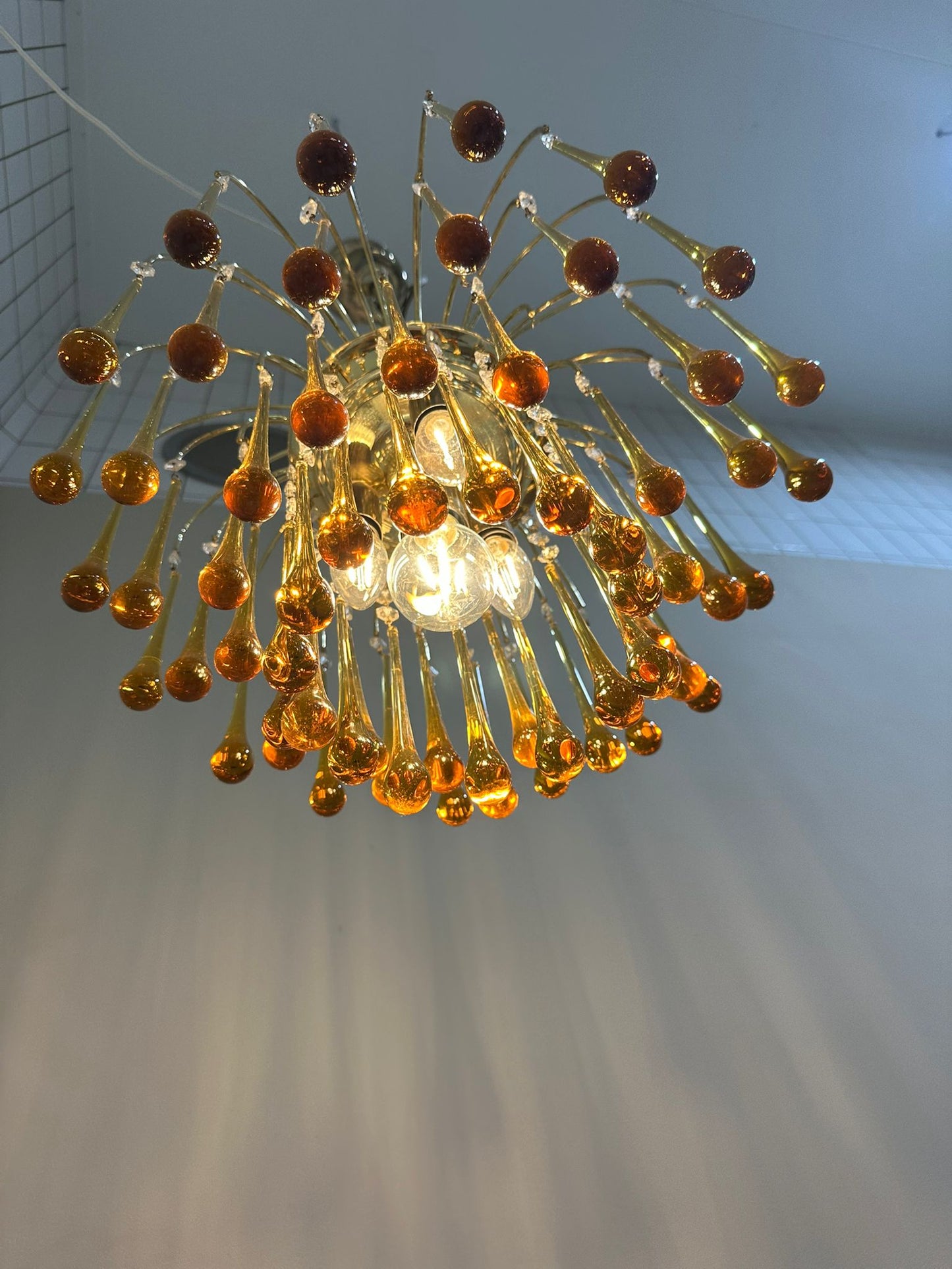 Vintage Murano teardrop hanglamp - amber