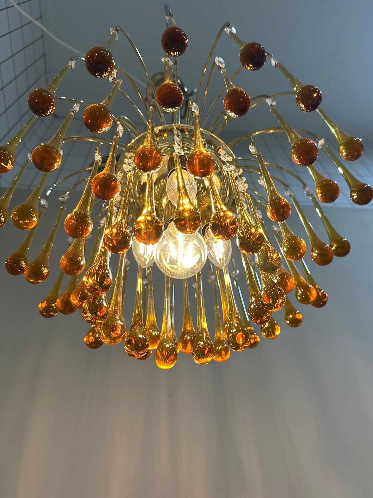 Vintage Murano teardrop hanglamp - amber