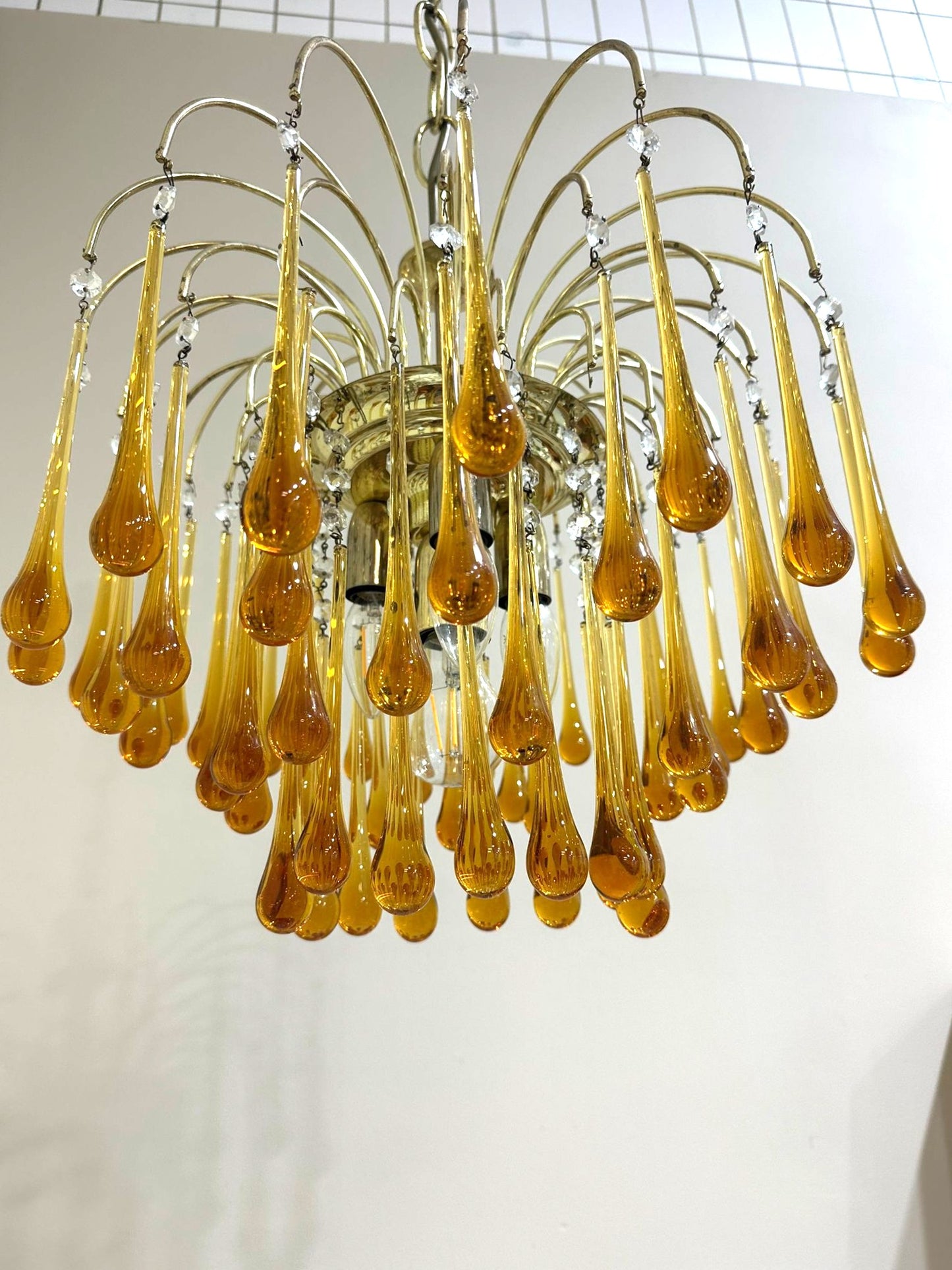 Vintage Murano teardrop hanglamp - amber