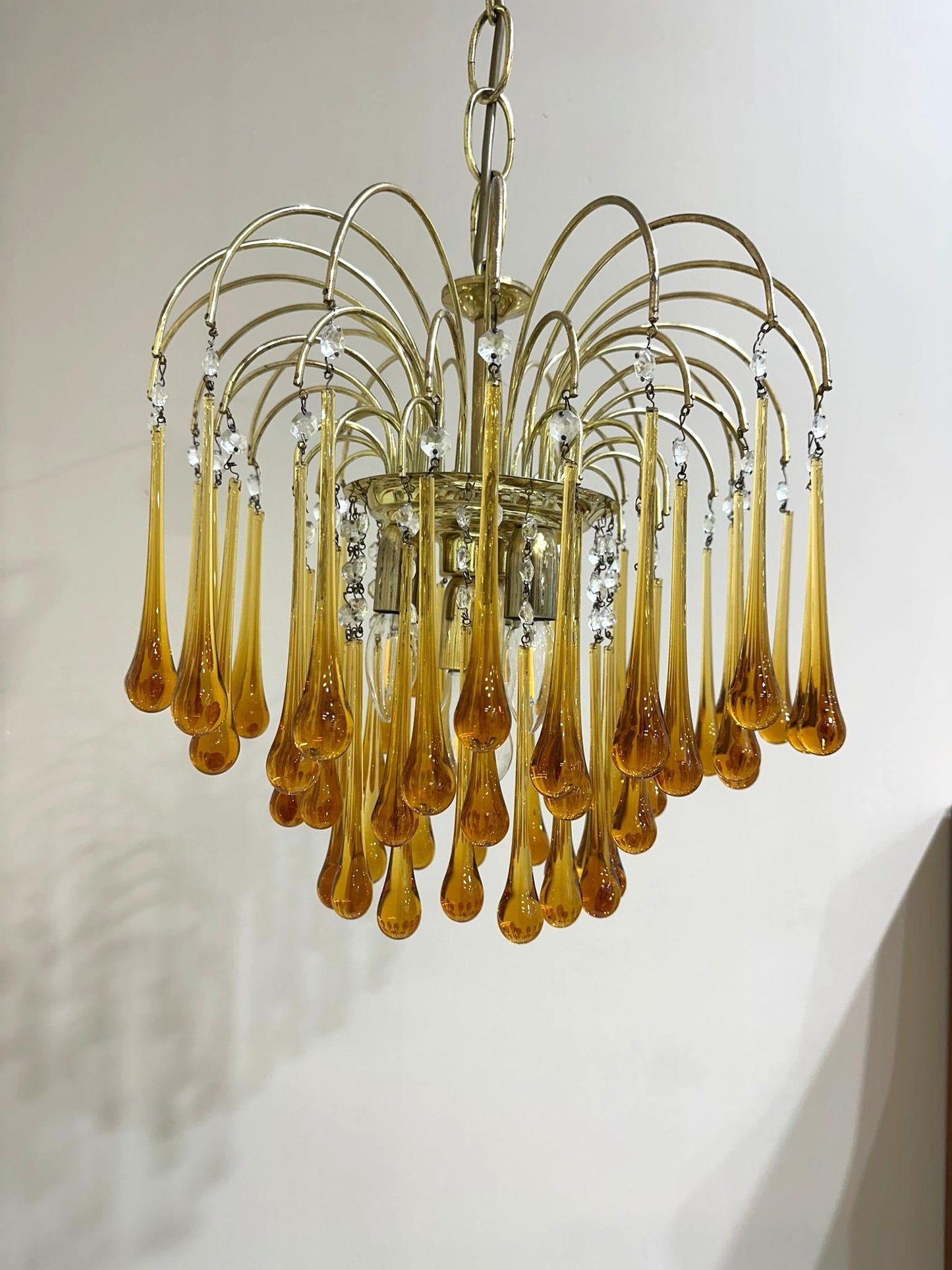 Vintage Murano teardrop hanglamp - amber