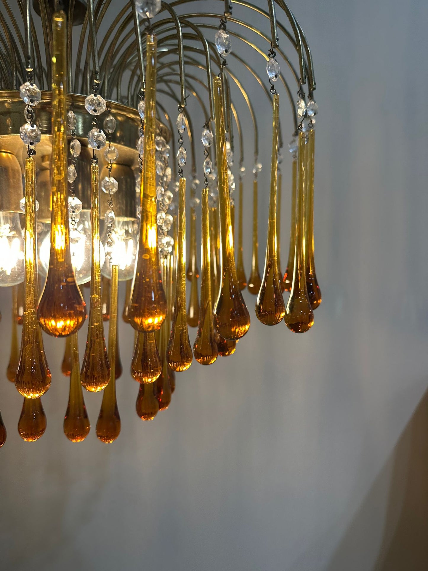 Vintage Murano teardrop hanglamp amber