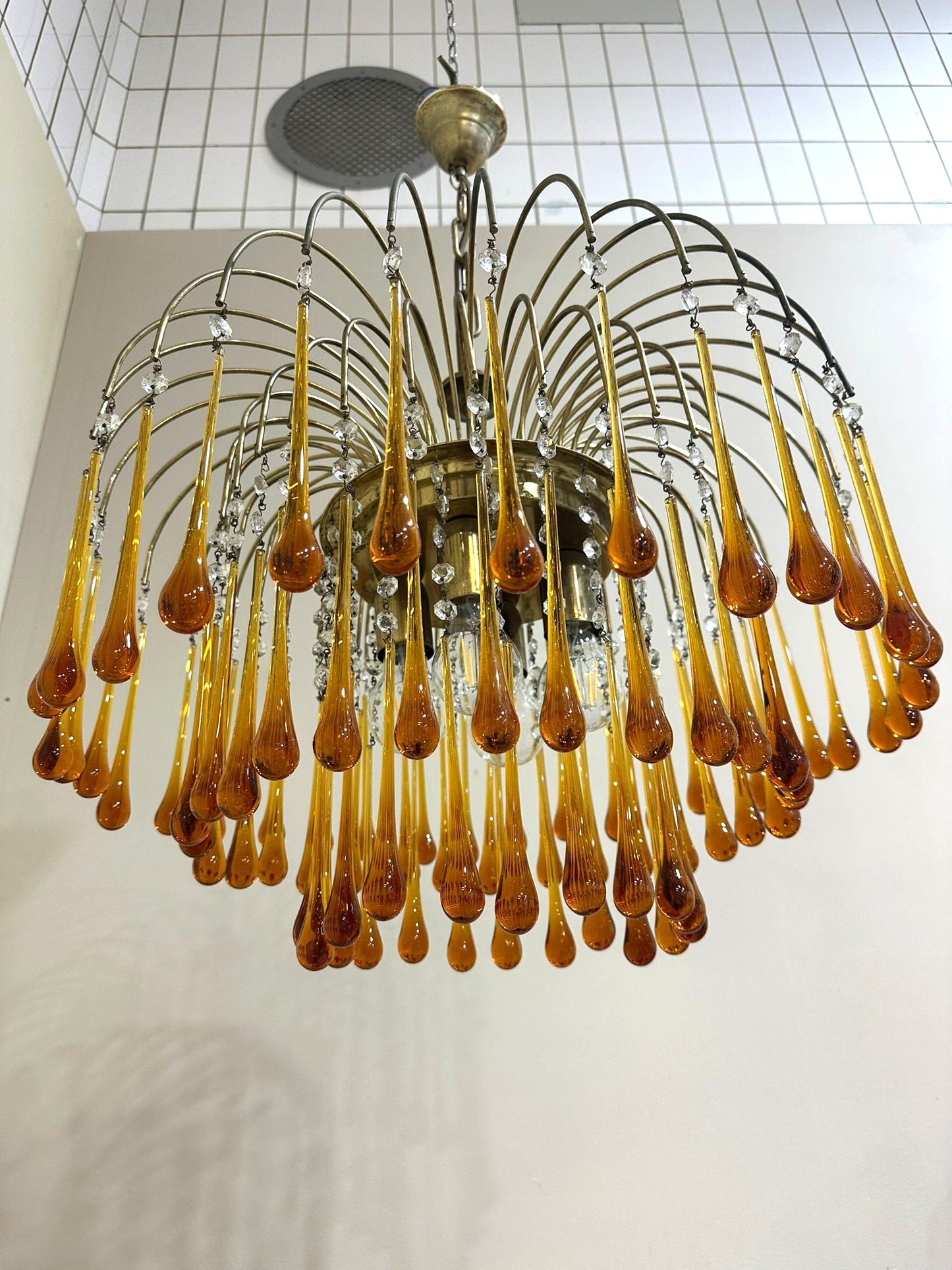 Vintage Murano teardrop hanglamp amber