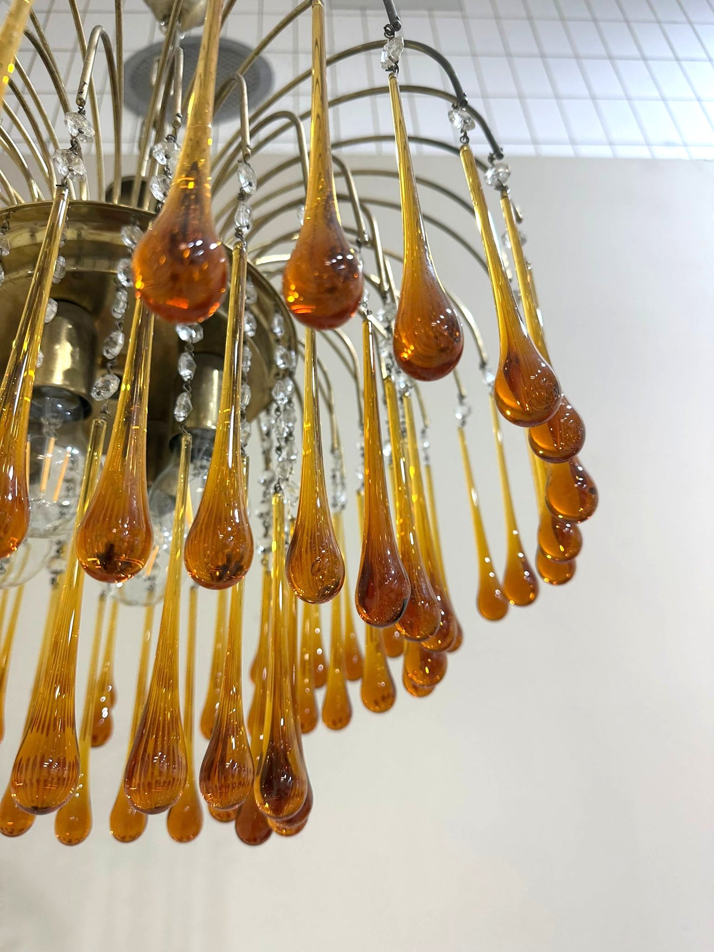 Vintage Murano teardrop hanglamp amber