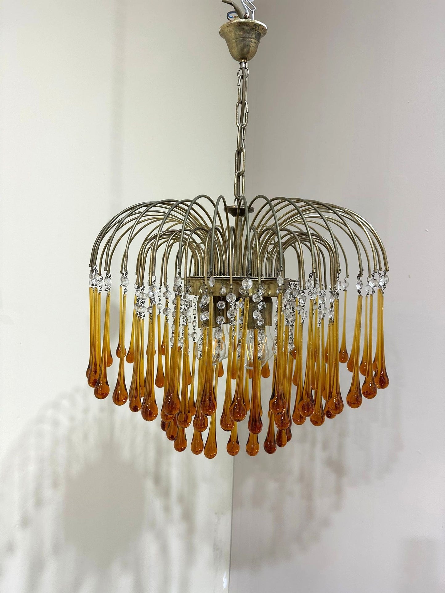 Vintage Murano teardrop hanglamp amber