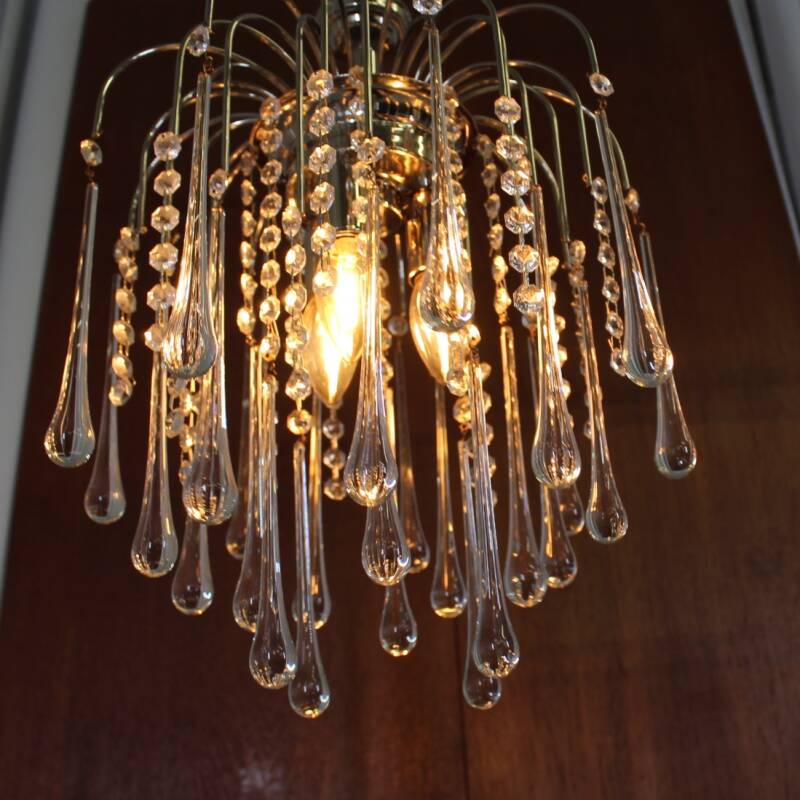 Vintage Murano teardrop lamp - zilver/transparant