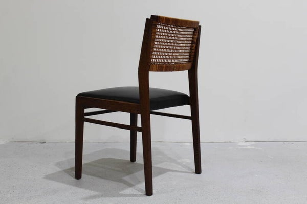 Vintage-Esszimmerstuhl – Wenge, Rattan, Kunstleder, 1960er Jahre | 01058