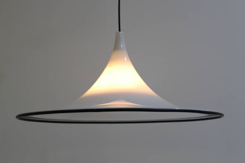 Vintage pendant lamp - white, 70s, acrylic | 01235