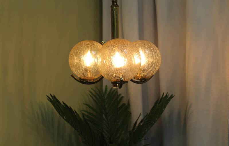 Vintage pendant lamp Richard Essig - 3 arms, brass 70s | 00816
