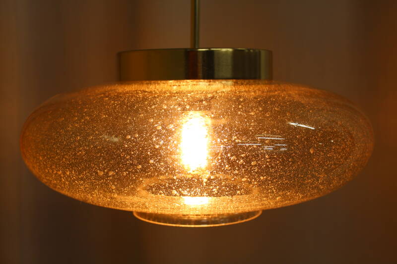 Vintage hanglamp AKA Leuchten, messing goud glas | 00790