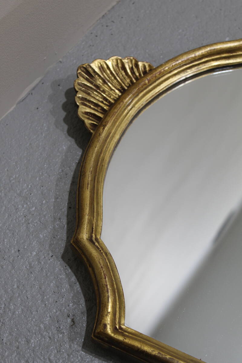 Vintage gold mirror - crest mirror, wood | 01320