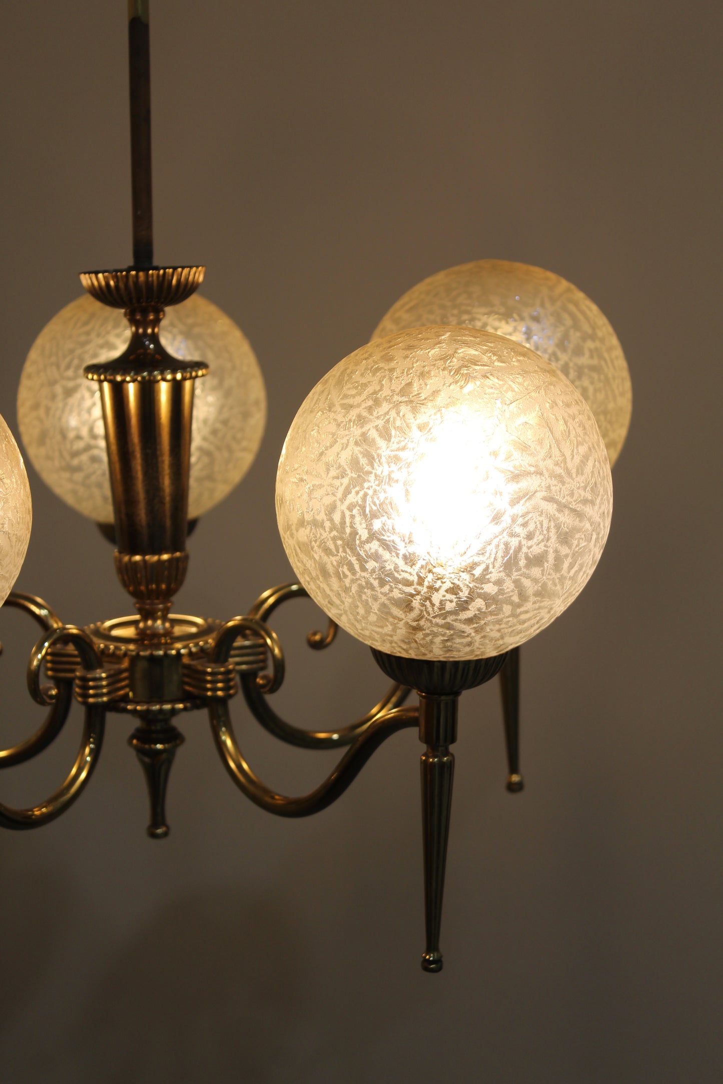 Vintage hanglamp, kroonluchter - messing jaren '50