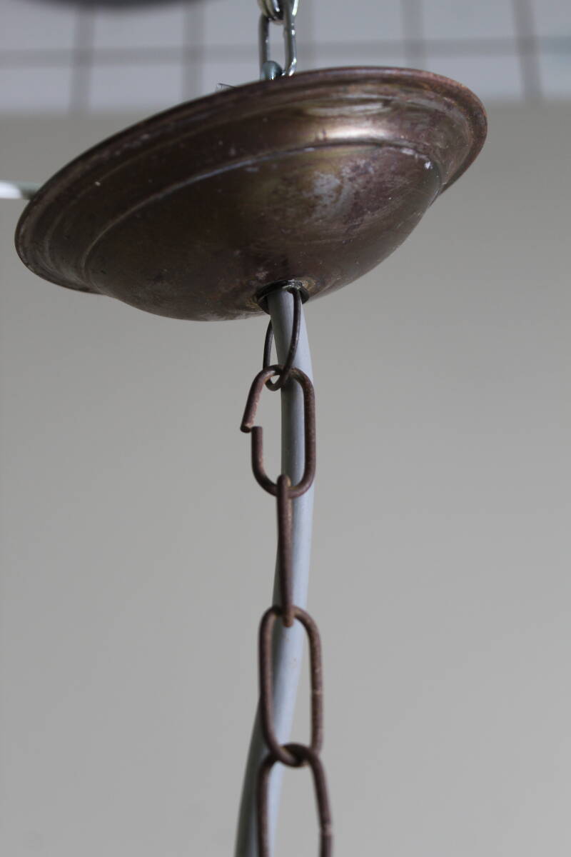 Vintage hanglamp - wit, messing, jaren '50 | 01355