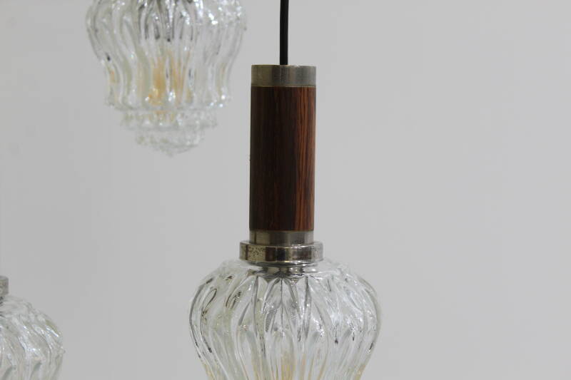 Vintage cascade lamp - transparant, hout, jaren '70 | 00942