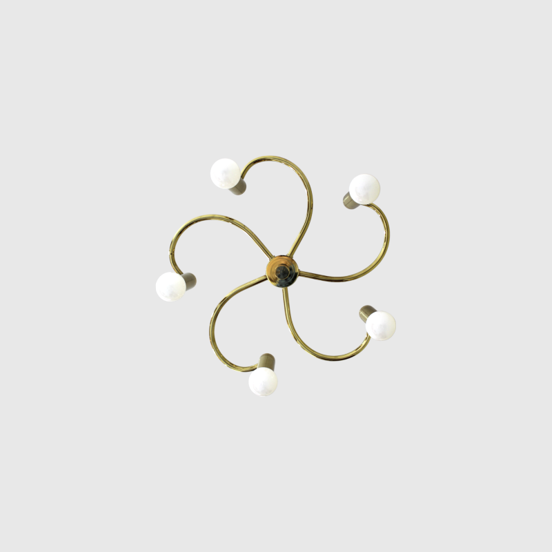 Vintage plafondlamp - 5- armig goud | 00841