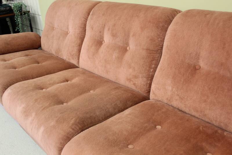 Vintage pink modular sofa, 3/4 seater